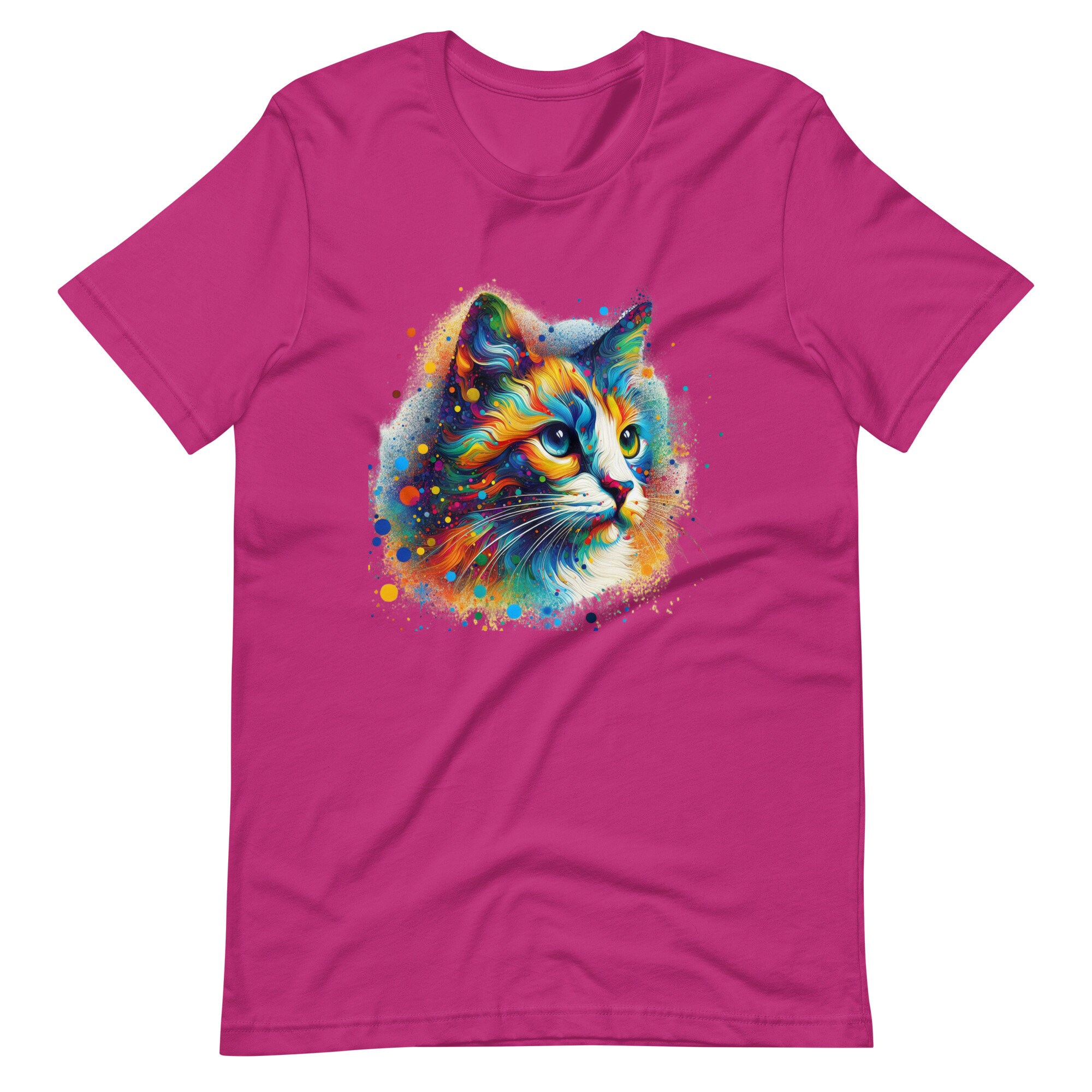 Bright Abstract Cat Art T-shirt | Eye-catching Feline Design