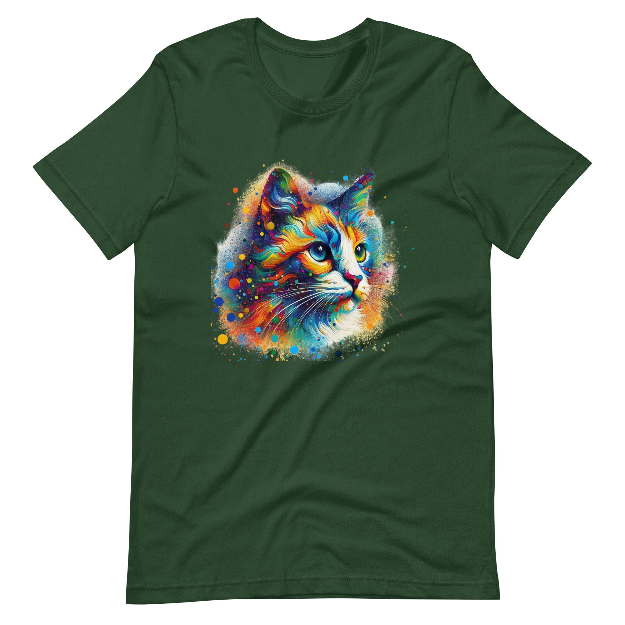 ★AWESOMEUS★ INSPIRATION CAT PIGMENT TSHIRT 4COLOR Bright Abstract Cat Art T-shirt | Eye-catching Feline Design