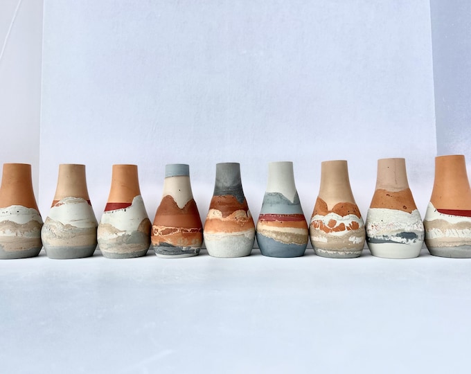 Handmade Concrete Bud Vase: Southwestern Desert Decor