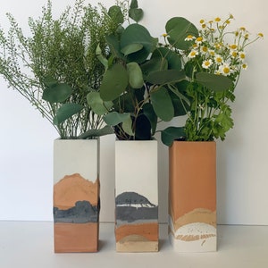 Rechthoekige woestijnvaas | boho | handgemaakt | cadeau | woondecoratie | betonnen vaas | minimalistisch | cactusvaas |