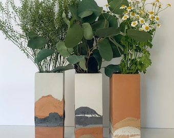 Rectangle Desert vase | boho | handmade | gift | home decor | concrete vase | minimalist | cactus vase |