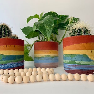 Prism pot rainbow concrete planter boho handmade cactus succulents houseplants home decor boho modern gift wrapped image 1