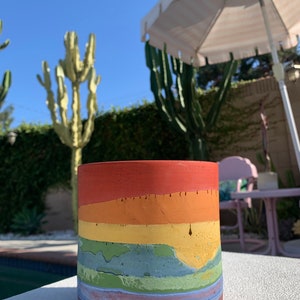 Prism pot rainbow concrete planter boho handmade cactus succulents houseplants home decor boho modern gift wrapped image 8