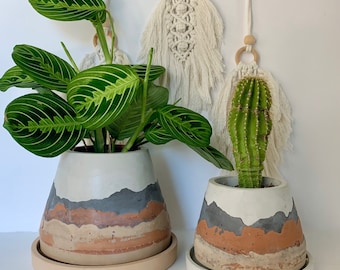 Blue Ridge-planter | woestijnpot | handgemaakt | aardewerk | boho | beton | cadeau | housewarming | zuidwestelijk