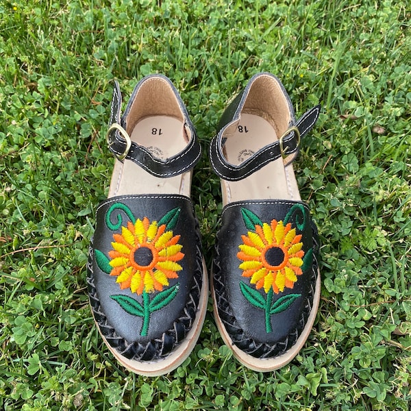 Sunflower leather huarache sandals, kids huaraches