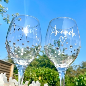 Personalised Birthday Age Wine Glass with Diamantés