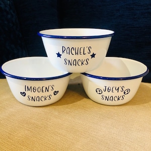 Personalised Enamel Bowl Personalised cereal bowl | snack bowl | popcorn bowl | treat bowl