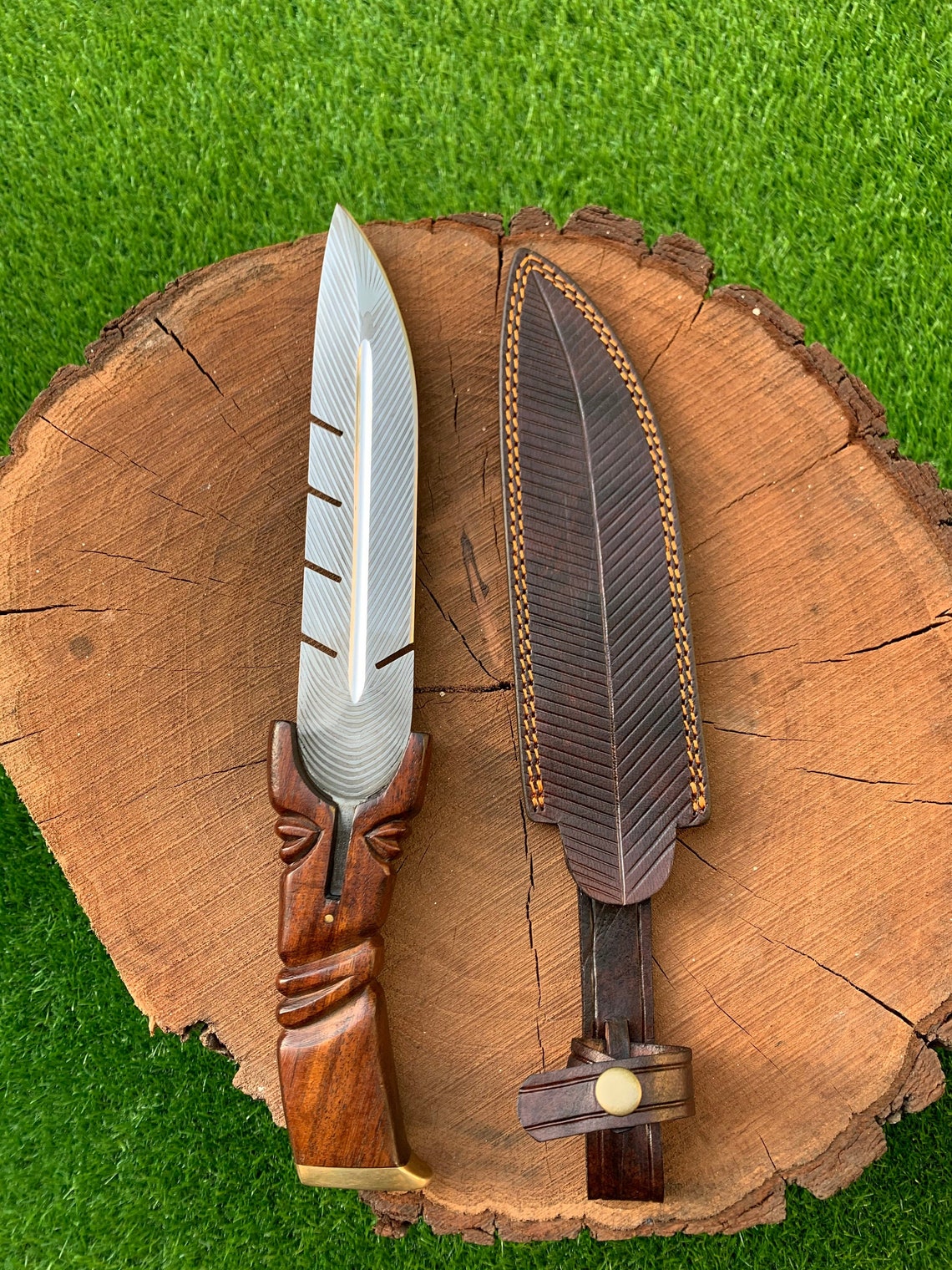 Bowie Knife With Rose Wood Comfortable Handle Included Orginal Cow