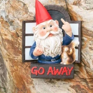 Go Away Garden Gnome in Window