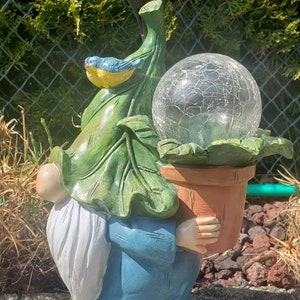 Garden Gnome with Light Flowerpot
