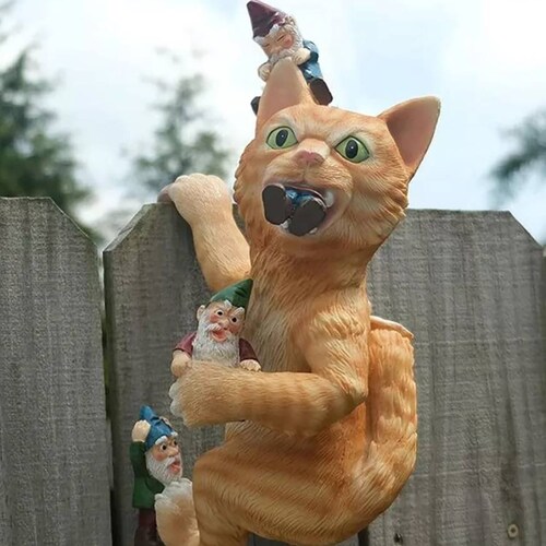 Gnomes Captured by Cat