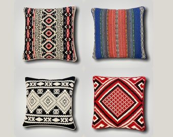 100% Cotton Cushion Cover 16'' x 16'' | Handmade Indian Bohemian Throw Pillow Cover | Gift Idea