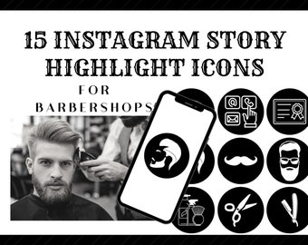 Barbershop Instagram Story Highlights Icons Covers | Instagram Highlights | 15 covers | Icons | Barbershop Barber Shop Style Beard Art