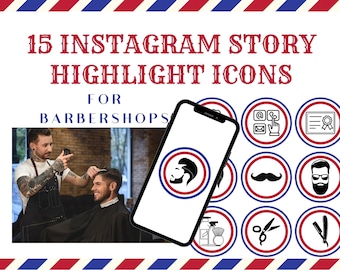 Barbershop Instagram Story Highlights Icons Covers | Instagram Highlights | 15 covers | Icons | Barbershop Barber Shop Style Beard Art