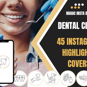 Dental Clinic Instagram Story Highlights Icons Covers | Instagram Highlights | 45 covers | Teeth Clean