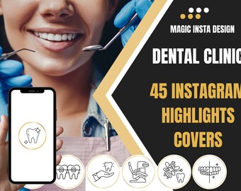 Dental Clinic Instagram Story Highlights Icons Covers | Instagram Highlights | 45 covers | Teeth Clean