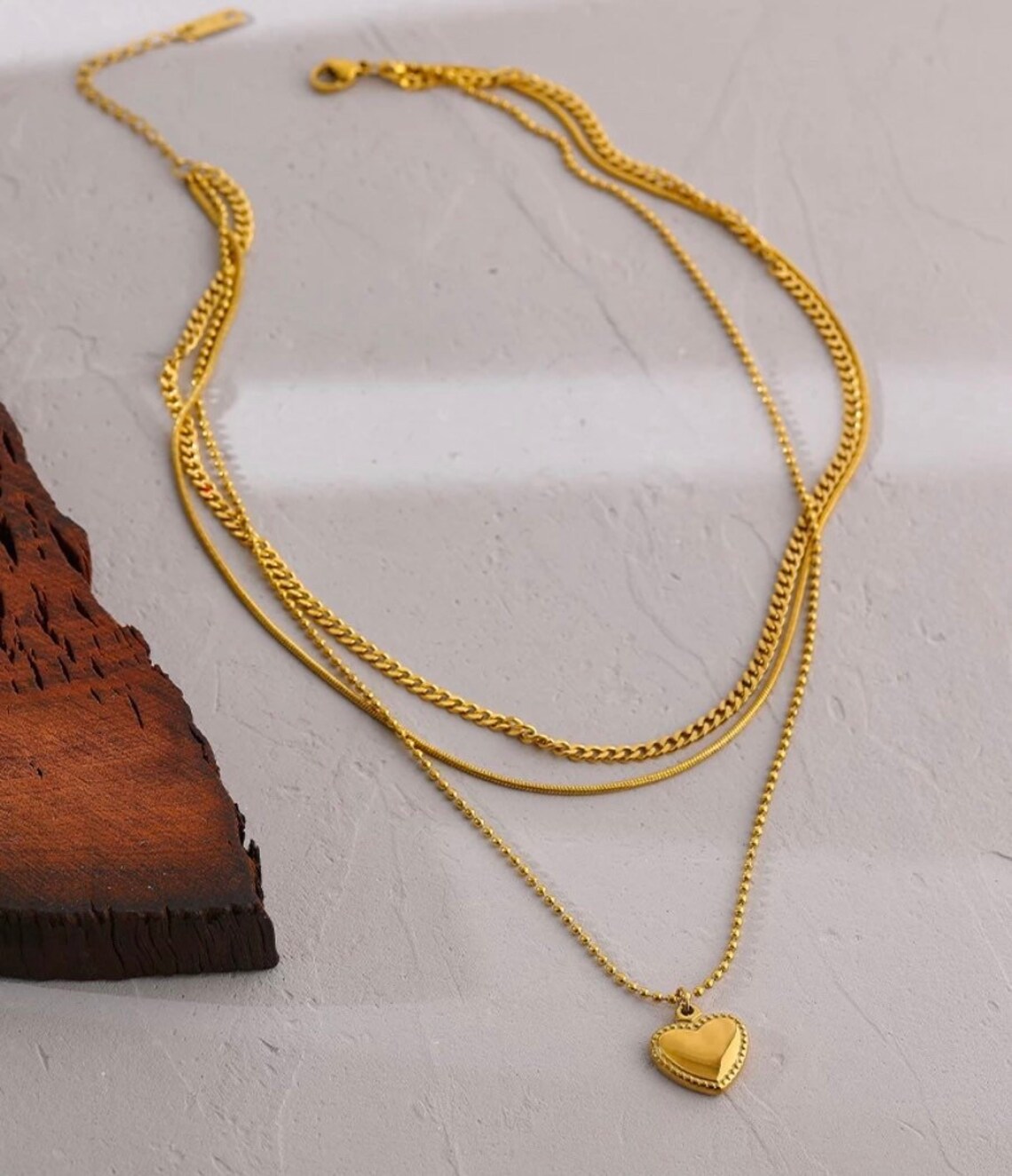 18k Gold Plated Triple Layered Gold Necklace Layer Necklace Etsy UK