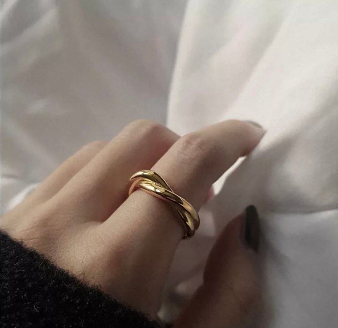 18k Gold Twisted Knot Ring Stacking Ring Twisted Band Ring Etsy