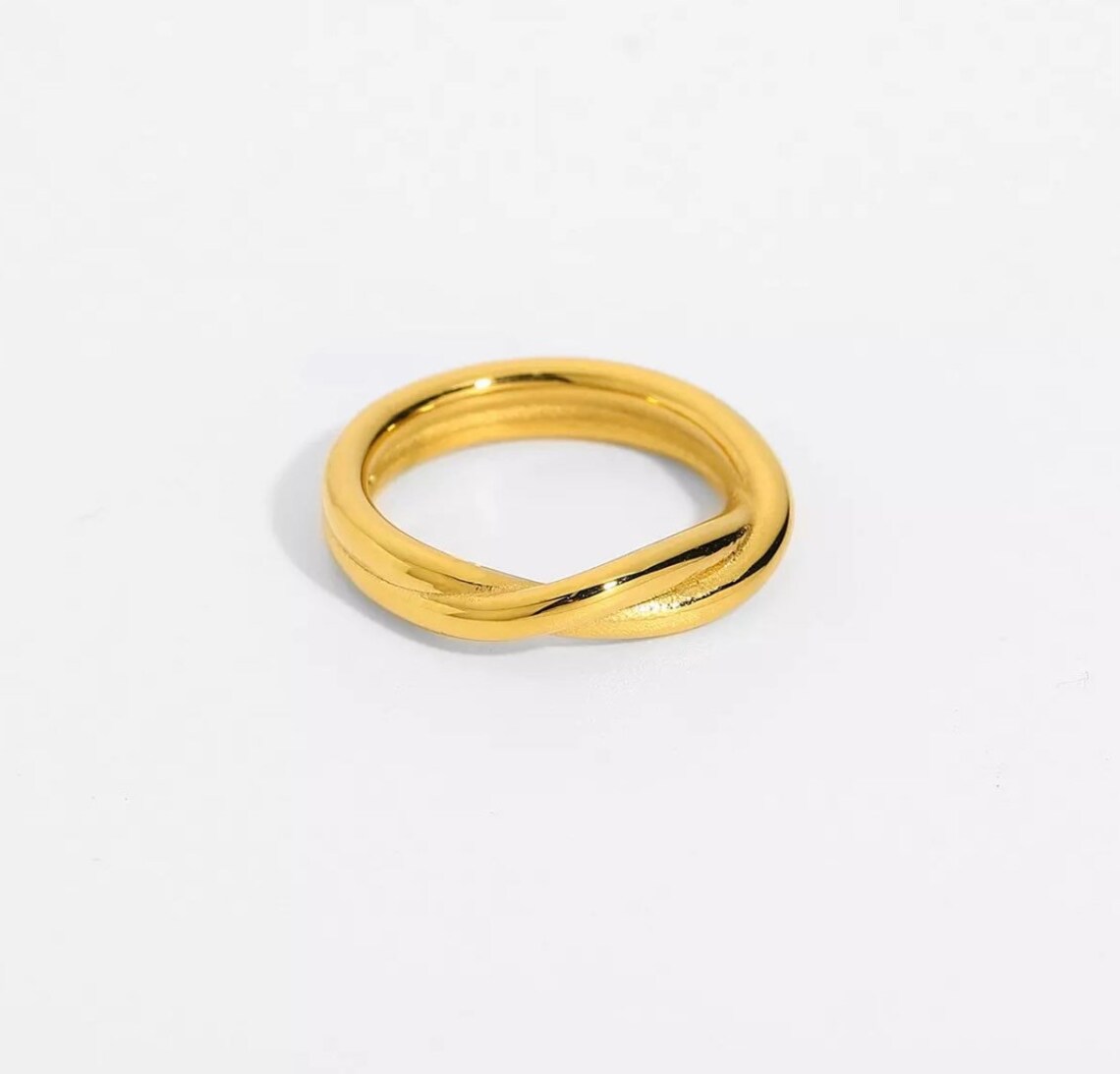 18k Gold Twisted Knot Ring Stacking Ring Twisted Band Ring Etsy