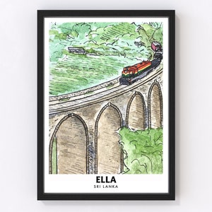 Negenbogenbrug Ella Sri Lanka Giclee Fine Art Travel Print - Origineel kunstwerk, A4 A5, ingelijst/ingelijst