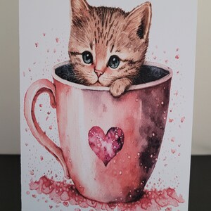 Coffe Cup Cat Carte de Saint-Valentin