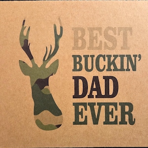 Meilleure carte de fête des pères, vierge à l'intérieur, papa, cerf, papa, patte, grand-père, camouflage, vert, marron