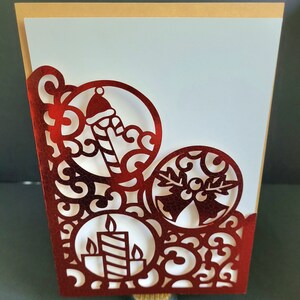 Carte de Noël en aluminium rouge/vert avec insert vierge