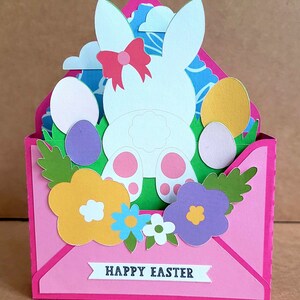Enveloppe pour carte Happy Easter Bunny Box, vierge, place pour le salutation au dos