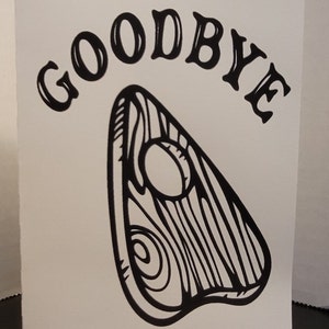 Carte d’adieu, Blank Inside, Ouija, Planchette, Sympathie, Deuil, Funérailles, Adieu
