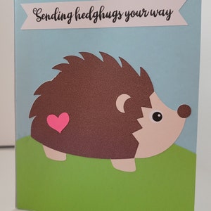 Hedgehog Birthday Shadow Box Card, Blank Inside, Hérisson, Ballons, Cœurs, Enfants, Famille, Amis, Adultes
