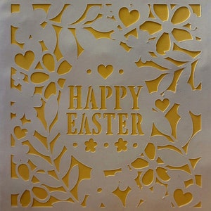 Carte de joyeuses Pâques, vierge à l'intérieur, coeurs, fleurs, oeuf, amis, famille, proches, Pâques,