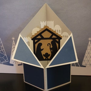 Nativity Tuxedo Box Card, Blank, Bethlehem, Manger, Birth Of Christ, Baby Jesus, Mary, Joseph