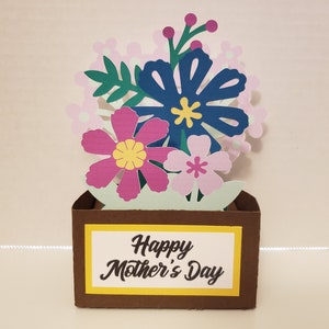 Bonne carte pop-up pour la fête des mères, Vierge, Fleurs, Rose, Violet, Bleu