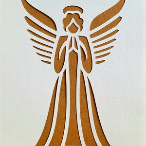 Cartes de Noël ange, bougies et cannes de bonbon, intérieur vierge, blanc, marron, beau, pour tous