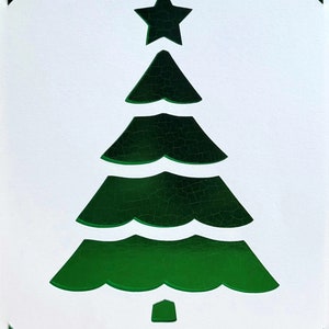 Carte d’arbre de Noël festonnée, vierge à l’intérieur, Noël, arbre, vert, feuille, vacances