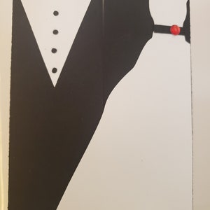 Carte Tri Fold de la mariée et du marié, Vierge à l’intérieur, Noir, Blanc, Nœud papillon, Mariée et marié, Mariage