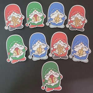 Lot de 9 autocollants de vacances gnomes, cadeau, étiquette, sceau, Noël, Hanoukka, Dreidel, cadeaux