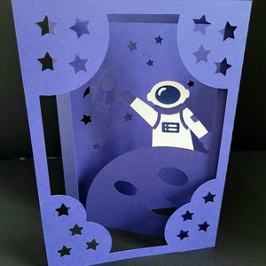 Astronaut Accordion Card, Blank Inside, Blue, Space, Boy, Girl,