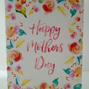 Happy Mother's Day Card, Blank Inside, Mother, Flowers, Printed