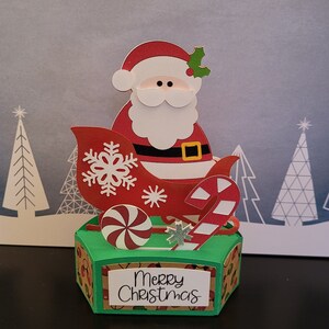 Carte de Noël 3D pop-up Santa & Sleigh, vierge en bas, idéale pour un ami ou un membre de la famille ou comme cadeau, Père Noël, traîneau