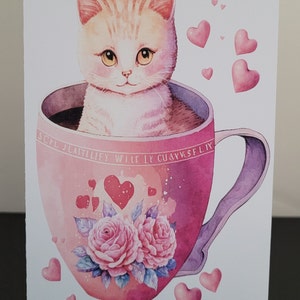 Coffee Cup Cat Carte de Saint-Valentin