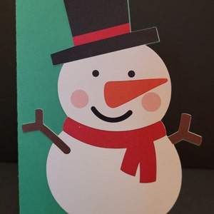 Bonhomme de neige, renne, carte pingouin, intérieur vierge, Noël, rouge, vert, amis, voisins, famille, enfants