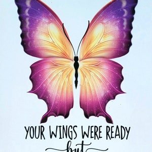 Sympathy Card, Blank Inside, Heaven, Angels, Passing of A Loved One, Death, Butterflies Flowers, Never Forgotten