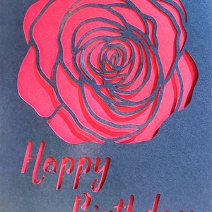 Joyeux anniversaire Rose Card, Blank Inside, Rose, Noir, Rouge, Joyeux anniversaire, Elle, Lui, Amour, Ami