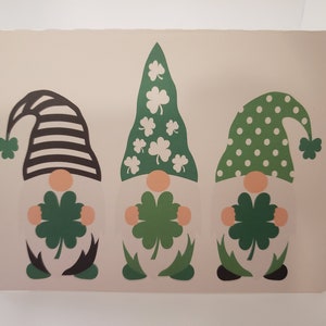 3 gnomes pour la Saint-Patrick, blancs à l'intérieur, imprimés, gnomes, verts, trèfle, trèfle, tous âges,