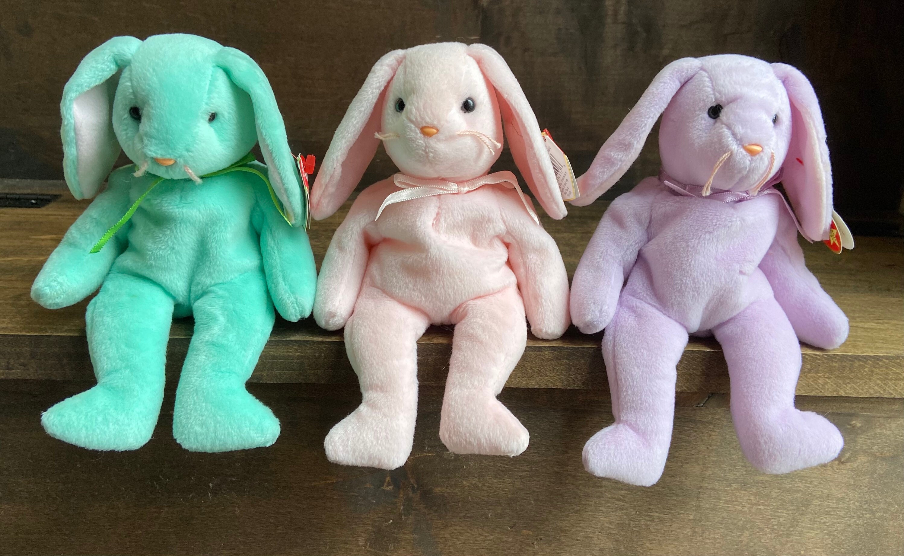 Toys & Games 1996 Ty Beanie Babies Rare Pastel Bunny Trio Hippity