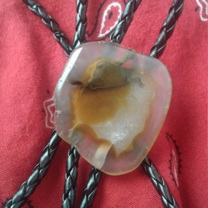 Vintage Agate Gemstone Bolo Tie, Handmade Bolo Tie