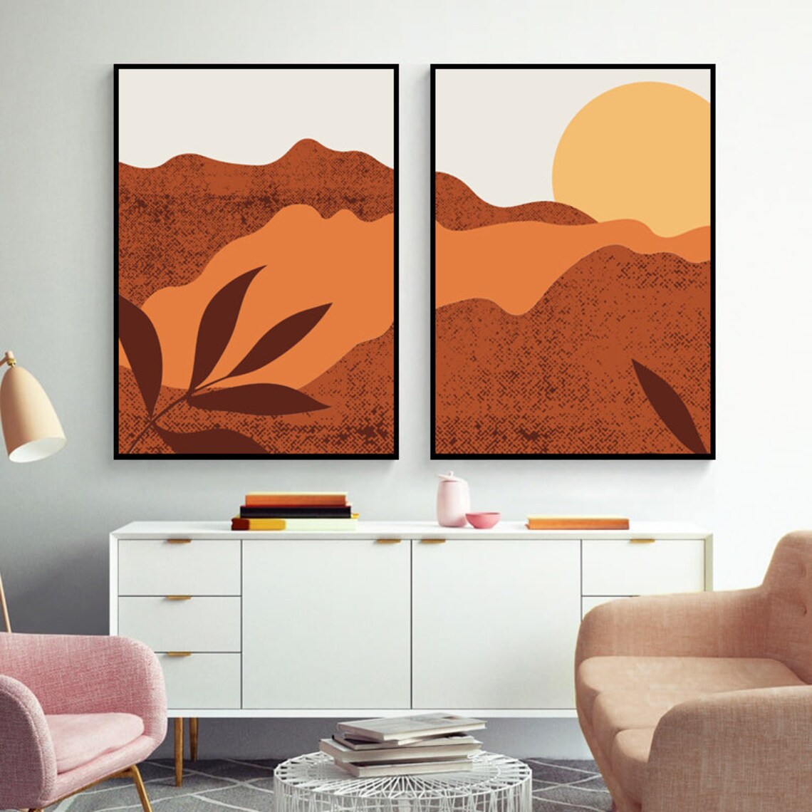 Boho sun print Terracotta wall art Desert prints sunset | Etsy