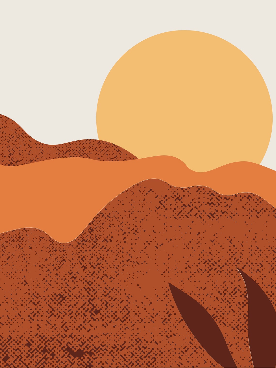 Boho sun print Terracotta wall art Desert prints sunset | Etsy