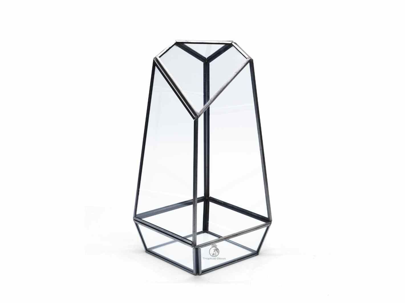 Large Geometric Glass Terrarium with Black Frame H: 25 cm | Open Terrarium | Succulent Planter | Handmade Container | Airplant Terrarium